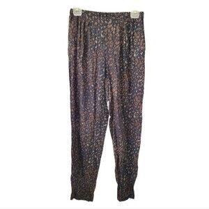 Peruvian Connection Black & Brown Leopard Print Viscose Dress Pants Size 4